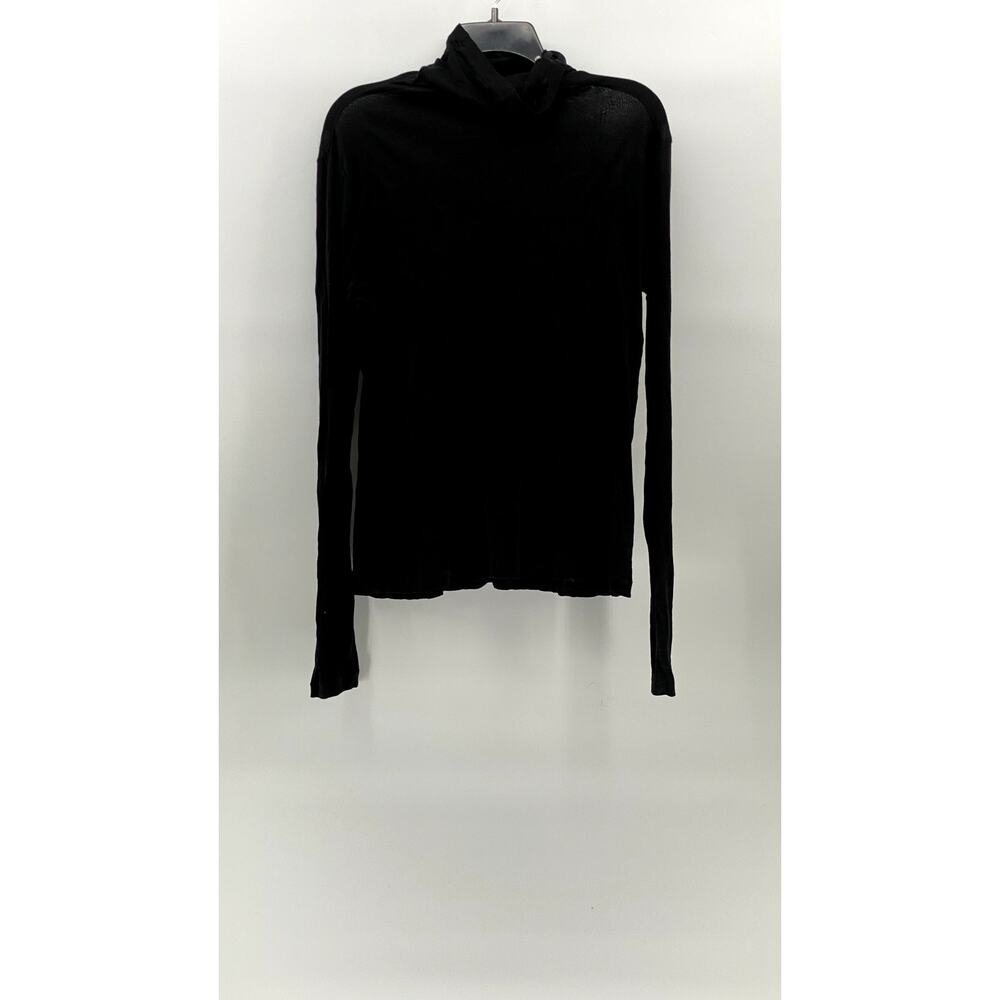 UNBRANDED Women's Black Sheer Long Sleeve Turtleneck Top SZ S